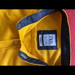 SlimFit Yellow short sleeved Granddad collar shirt